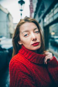 Portrait of young woman in winter