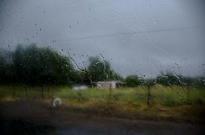 Close-up of water drops on glass window