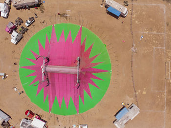 High angle view of painting on wall