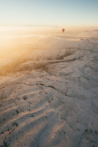 Scenic view of winter landscape during sunset