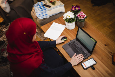 Woman using laptop