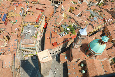 High angle view of buildings in city