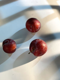 High angle view of apples on table