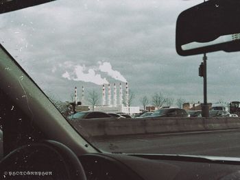 Road seen through car windshield