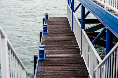 High angle view of wooden pier over sea