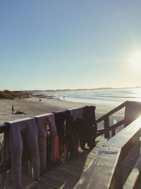 Panoramic view of sea against clear sky