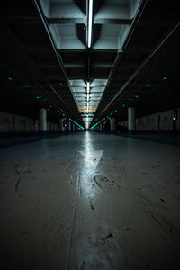 View of empty illuminated tunnel