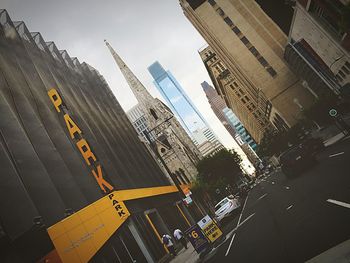 High angle view of city street