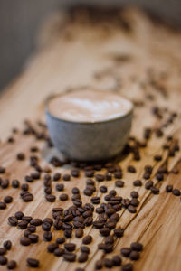 Close-up of coffee cup on table