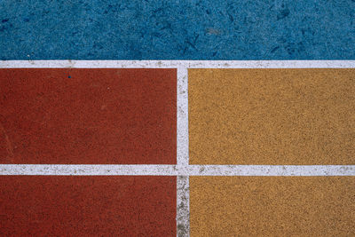 High angle view of basketball court