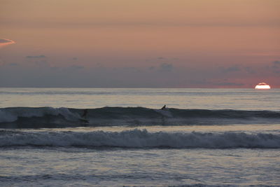 Scenic view of sea at sunset