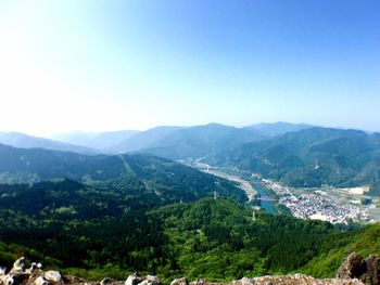 Scenic view of mountains against clear sky