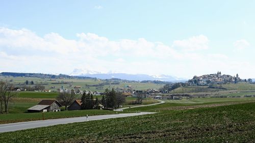 Scenic view of field against sky