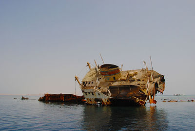 The remains of the loullia on the northern edge of gordon reef in the straits of tiran near sharm