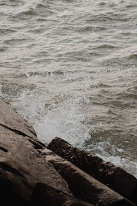 Close-up of waves on beach