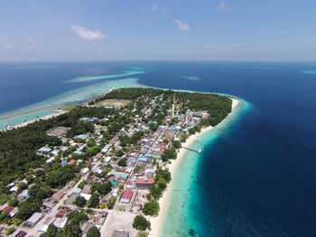 High angle view of beach against sky