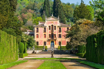 View of garden with building in background