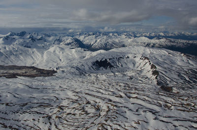 Aerial view of snow covered mountain