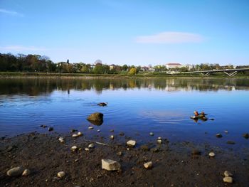 Scenic view of lake against sky