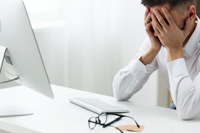 Businesswoman working at desk in office