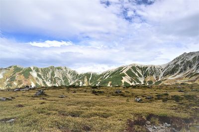 Scenic view of mountains against sky