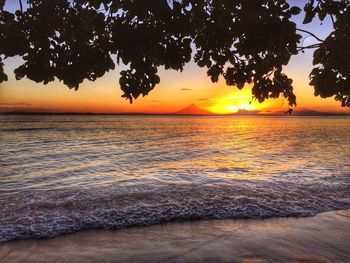 Scenic view of sunset over sea