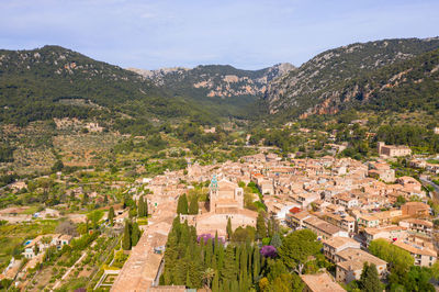 High angle view of townscape