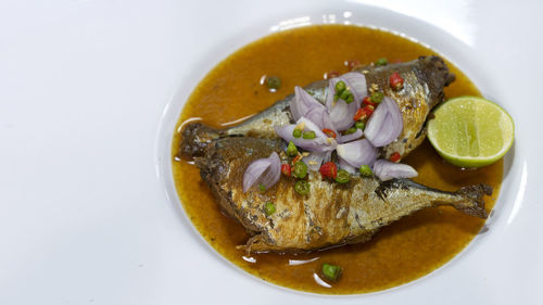 Close-up of food served in plate