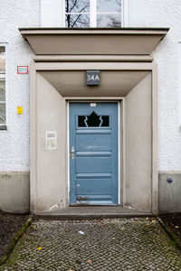 Closed door of building