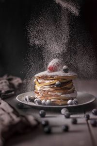 Close-up of cake in plate on table