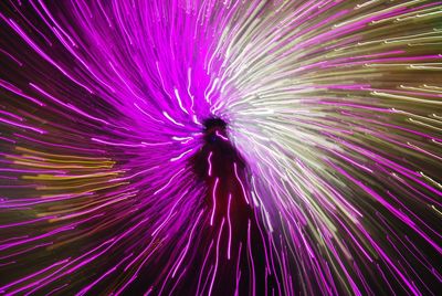 Colorful firework display at night