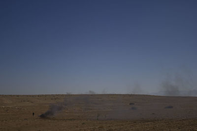Scenic view of landscape against clear blue sky