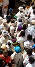 High angle view of people on land