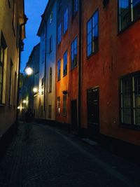 Illuminated residential buildings at night