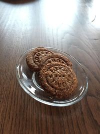 High angle view of dessert on table