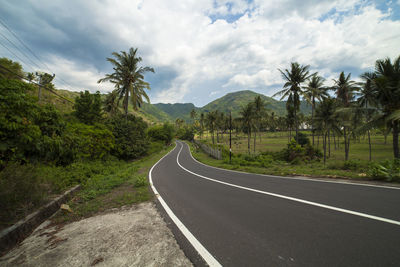 Road amidst trees against sky