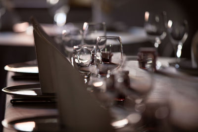 Close-up of wine glass on table 