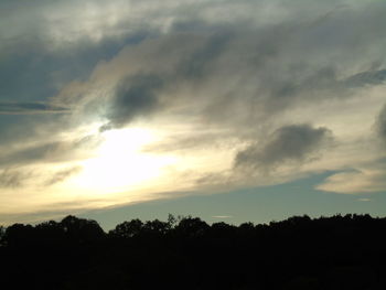 Silhouette of trees against cloudy sky