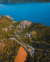 Aerial shot of sainte croix du verdon in france