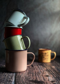 Close-up of coffee cup on table