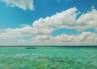 Scenic view of sea against cloudy sky