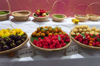 Various fruits for sale at market stall