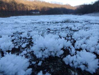 Snow covered landscape against sky