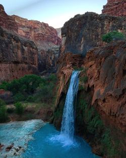 Scenic view of waterfall