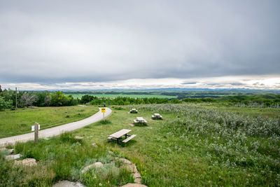 Scenic view of field against sky