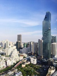 High angle view of city against sky