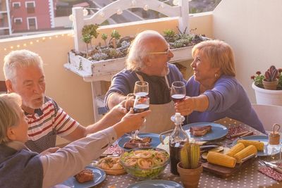 Group of people eating food