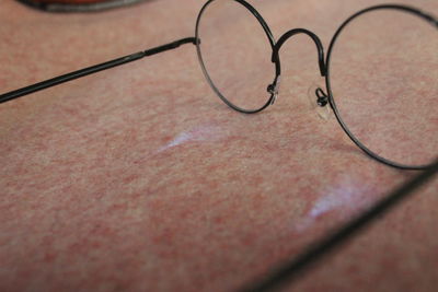 Macro shot of eyeglasses