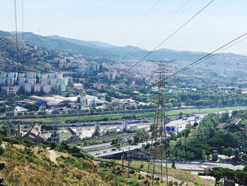 High angle view of buildings in city