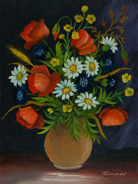 High angle view of flowers on table